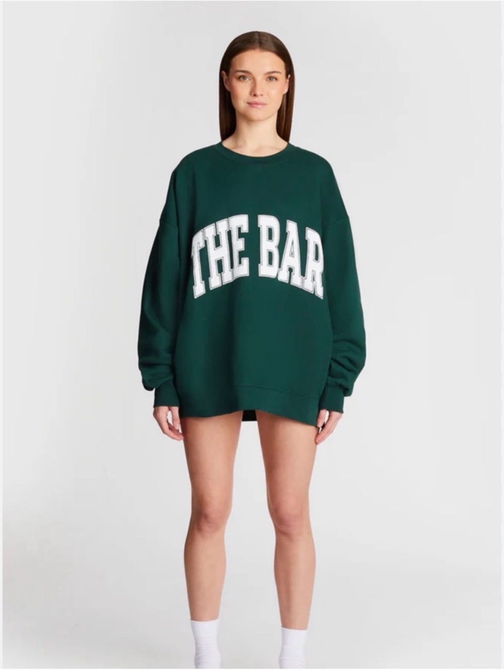 The Bar Forest Green Oversized Sweatshirt with White Applique